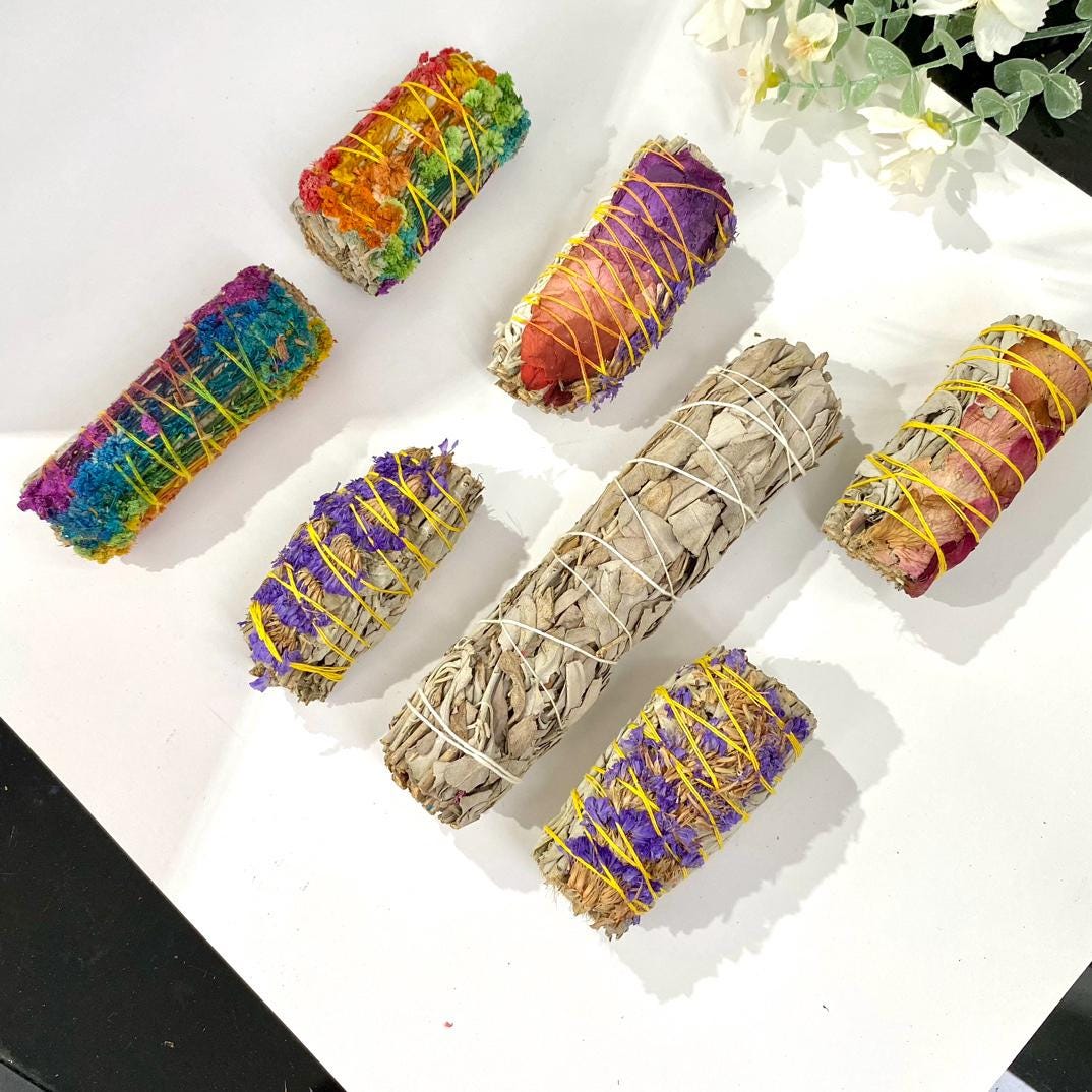 Assorted Sage Smudge Kit | White, Chakra, Lavender, Red, Blue Sage, Palo Santo,Gift for Mom