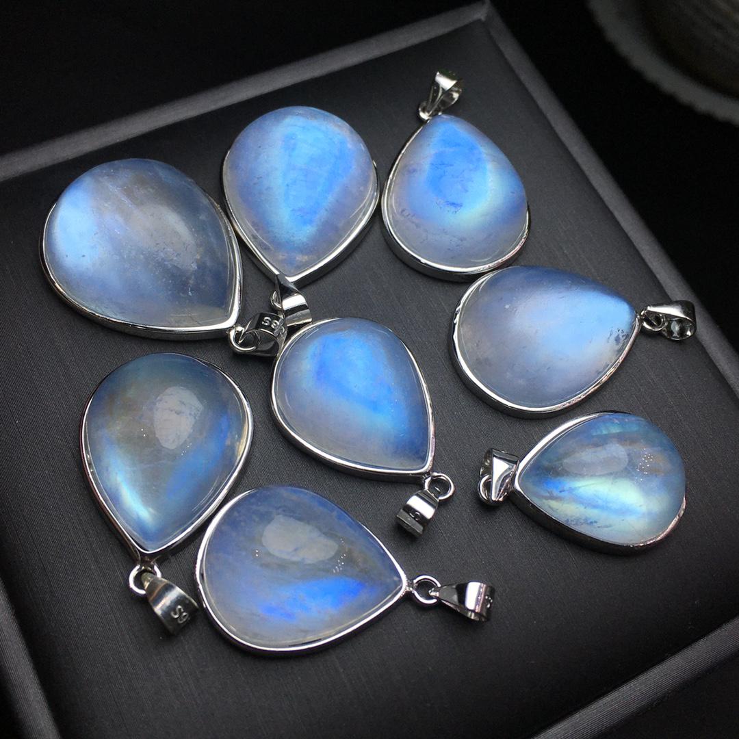 Natural Blue Flash Moonstone Pendant,925 Sterling Silver,Pendant Gift,Crystal Necklace,Handmade Jewelry Necklace,Birthday Gift for Her