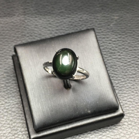 925 Sterling Silver, Natural Rainbow Obsidian Ring Gift, Adjustable Ring, Obsidian Rings, Handmade Jewelry, Crystal Rings for Birthday Gift