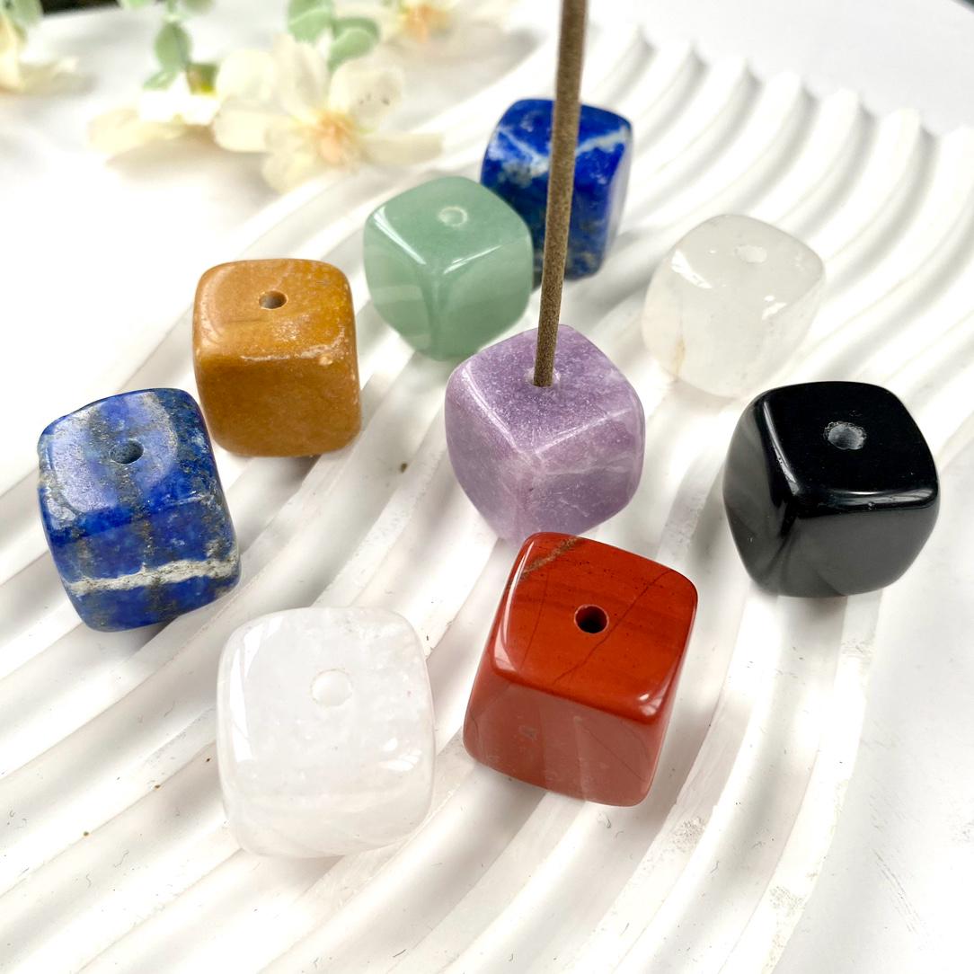 Mixed Crystal Cube Incense Holder, Gemstone Meditation Decor