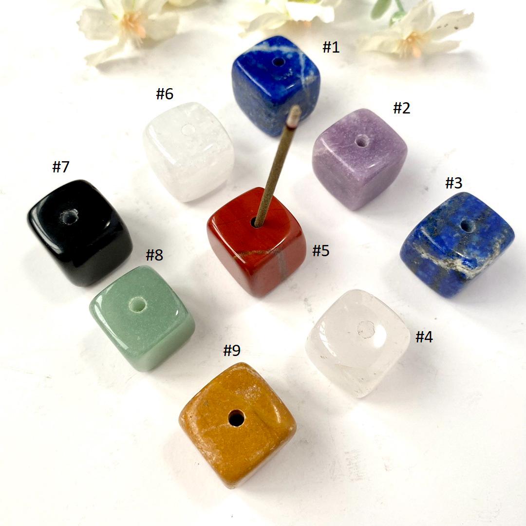 Mixed Crystal Cube Incense Holder, Gemstone Meditation Decor