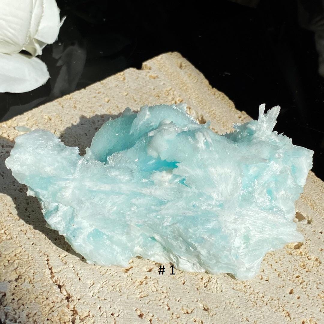 Natural Blue Aragonite Specimen Collection,Blue Aragonite,Raw Stone Specimens Collection,Healing Spirituality Minerals Gift for Women