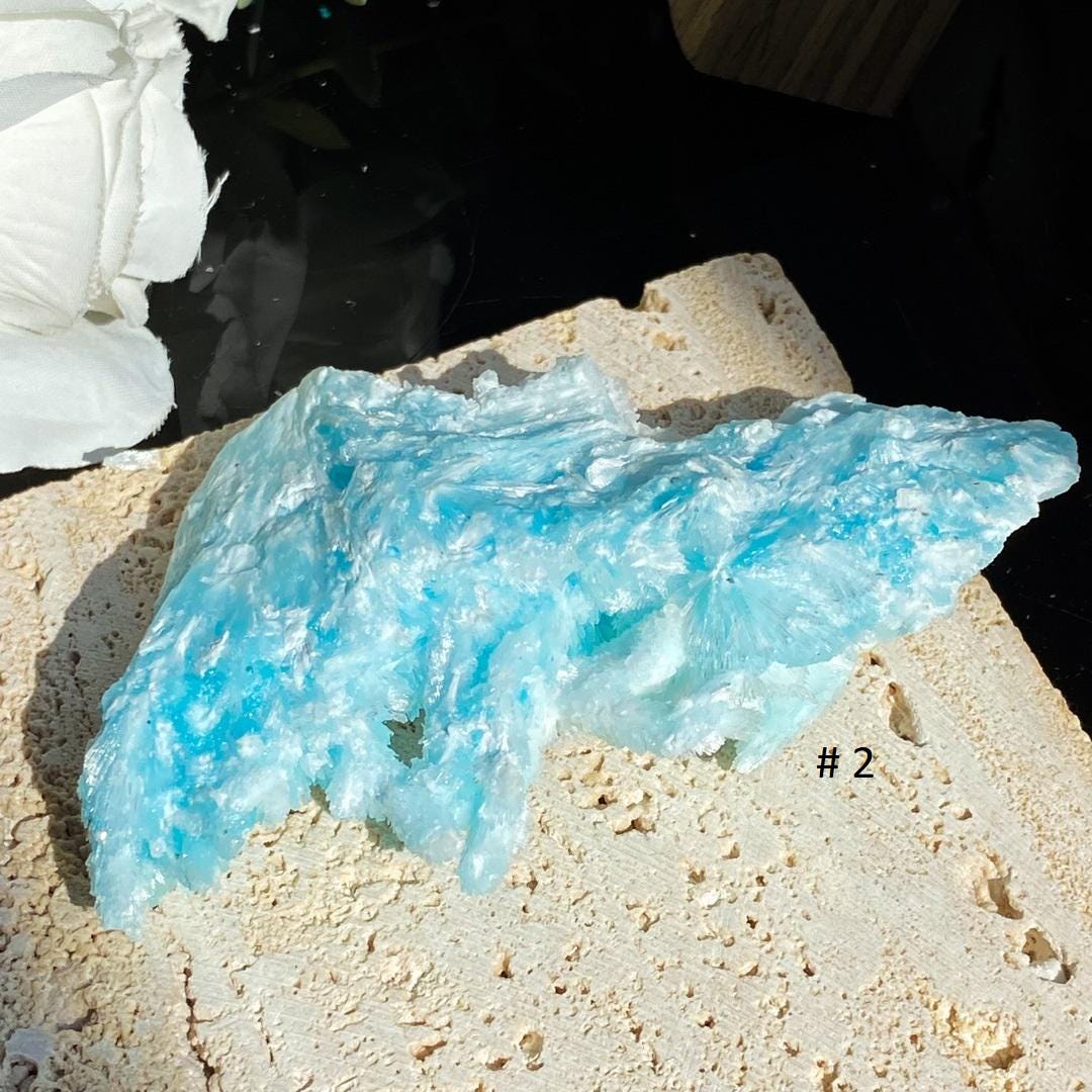 Natural Blue Aragonite Specimen Collection,Blue Aragonite,Raw Stone Specimens Collection,Healing Spirituality Minerals Gift for Women