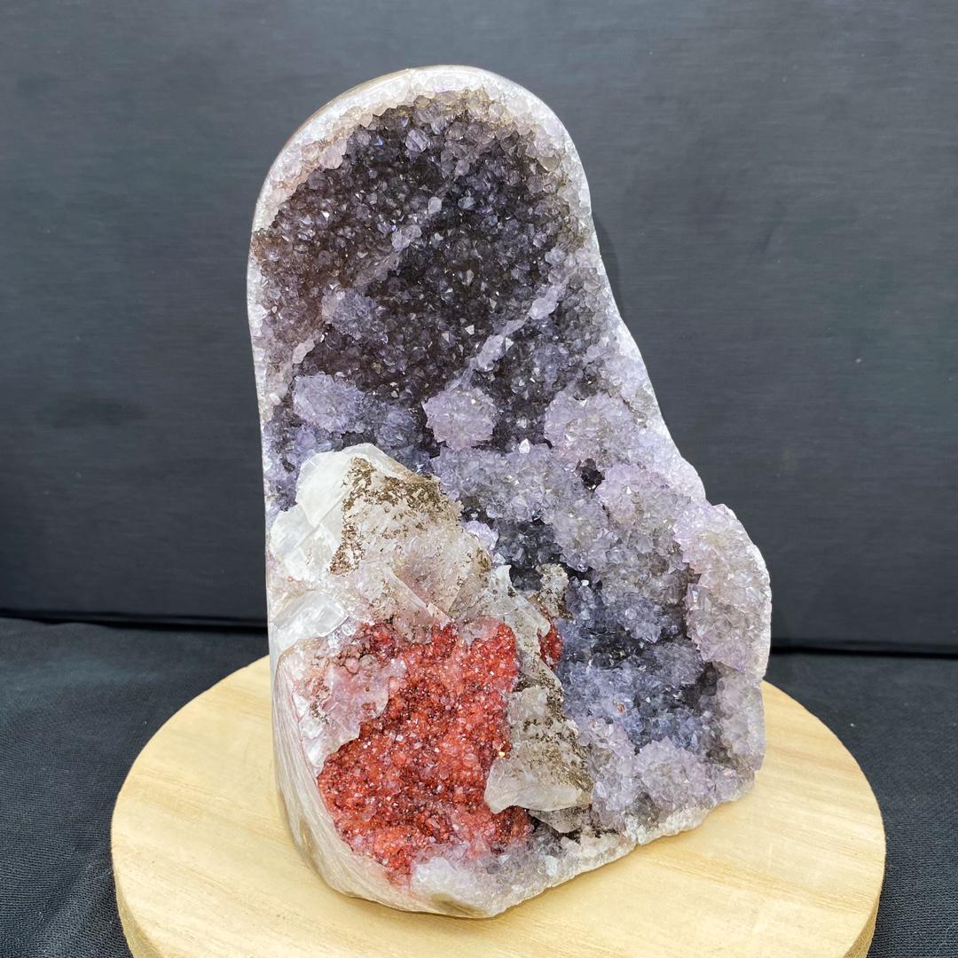 Natural Pale Amethyst Geode Cluster | Amethyst Crystal Cluster with Optical Calcite Iceland Spar | Raw Healing Crystal for Home Decor  Gift