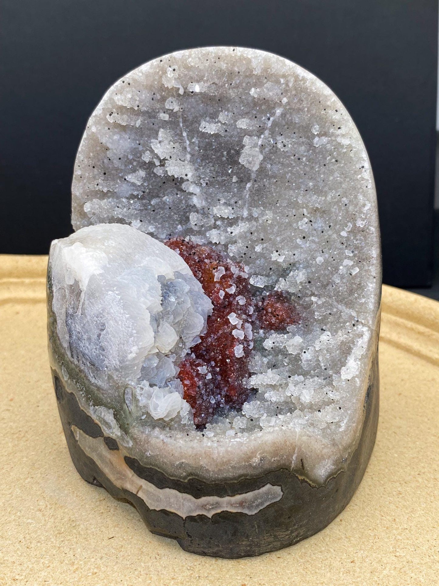Amethyst Specimen, Red Calcite and Black Tourmaline Dots, Crystal Collection,Gift for Mom