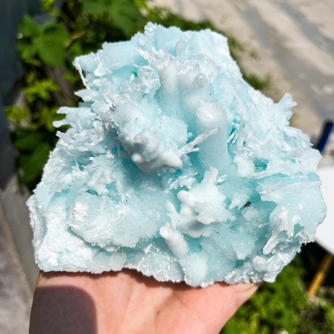 2.81 Lbs Rare Blue Aragonite Specimen, Natural Aragonite Collection, Mineral Aragonite Specimens, Spirituality Minerals Collection for Women