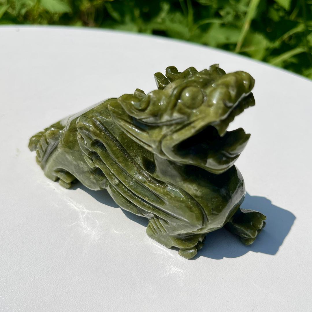 Fengshui Green Jade Kylin Carving, Crystal Kylin Statue, Crystal Kylin Gift, Birthday Gift, Reiki Crystal, Crystal Kylin Home Decoration