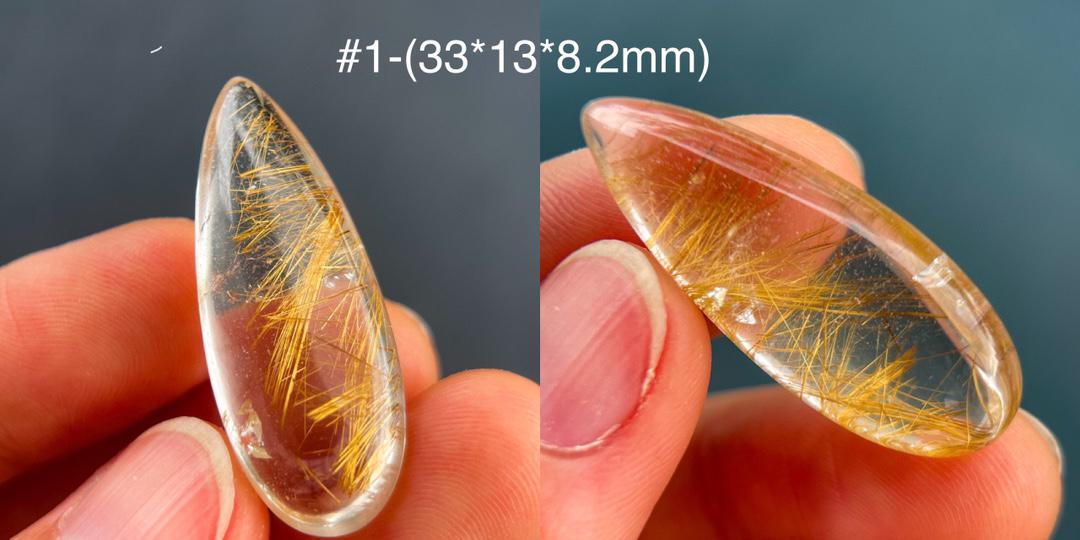 Golden Rutilated Quartz Teardrop Pendant, Brazilian Gemstone Cabochon,Gift for Mom