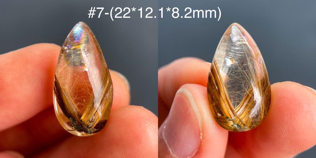 Golden Rutilated Quartz Teardrop Pendant, Brazilian Gemstone Cabochon,Gift for Mom