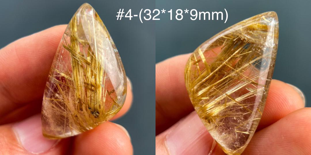 Golden Rutilated Quartz Teardrop Pendant, Brazilian Gemstone Cabochon,Gift for Mom