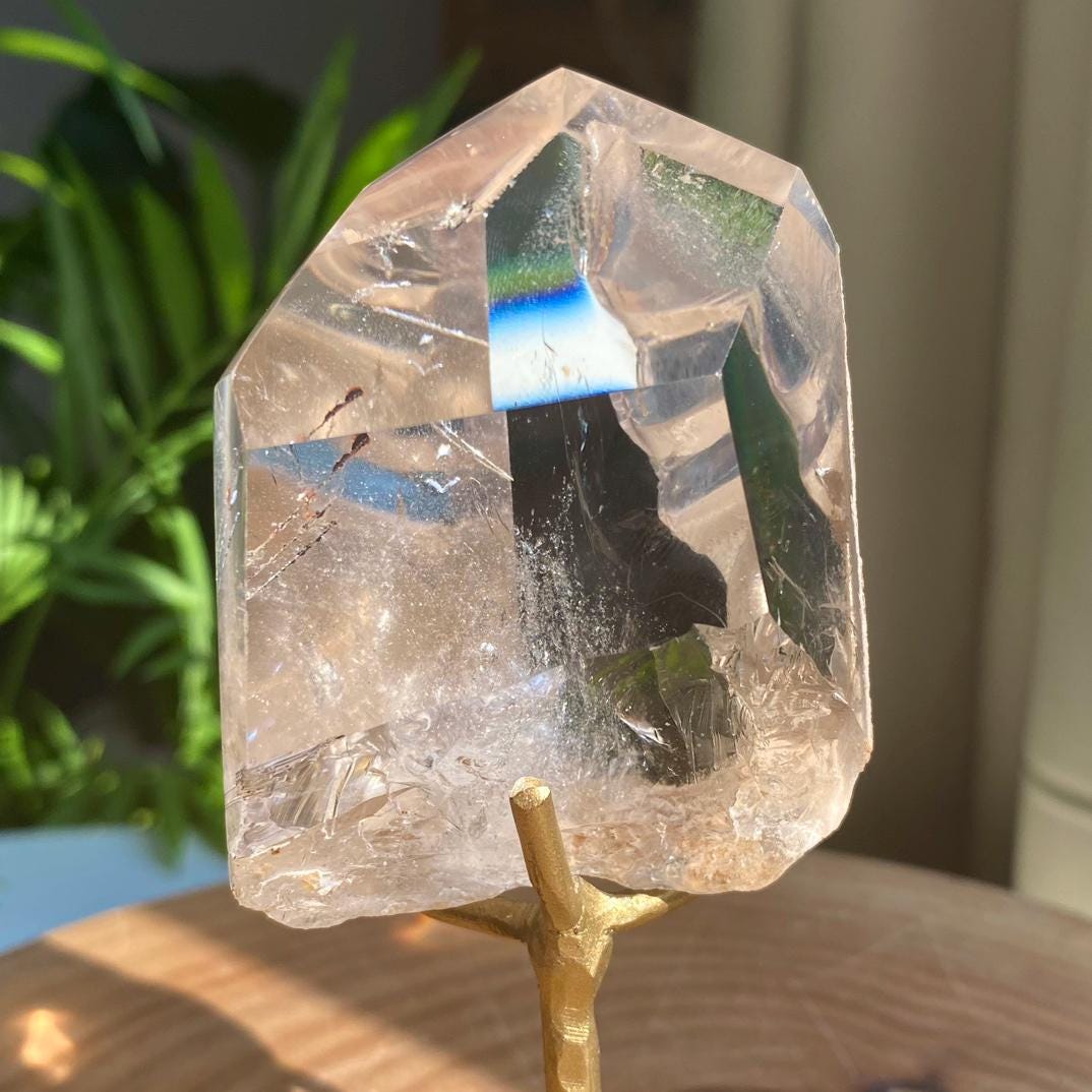 Natural Clear Quartz with Silver Rutilated Freeform,Clear Quartz,Silver Rutilated Quartz,Pollished Crystal Freeform Collection,Home Decor