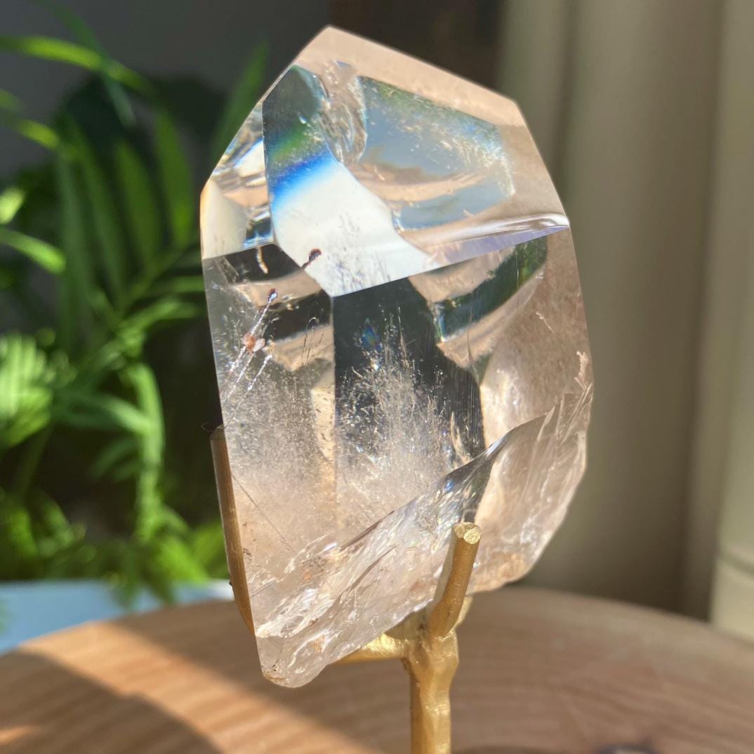 Natural Clear Quartz with Silver Rutilated Freeform,Clear Quartz,Silver Rutilated Quartz,Pollished Crystal Freeform Collection,Home Decor