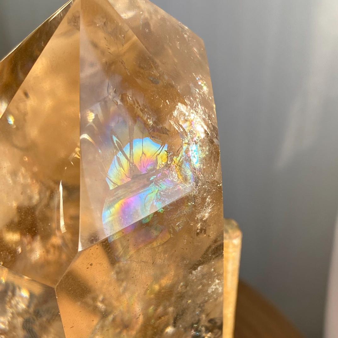 Natural Clear Garden Quartz Freeform with Rainbow, Lodolite Quartz, Garden Quartz Point, Crystal Collection, Polished Quartz Gift