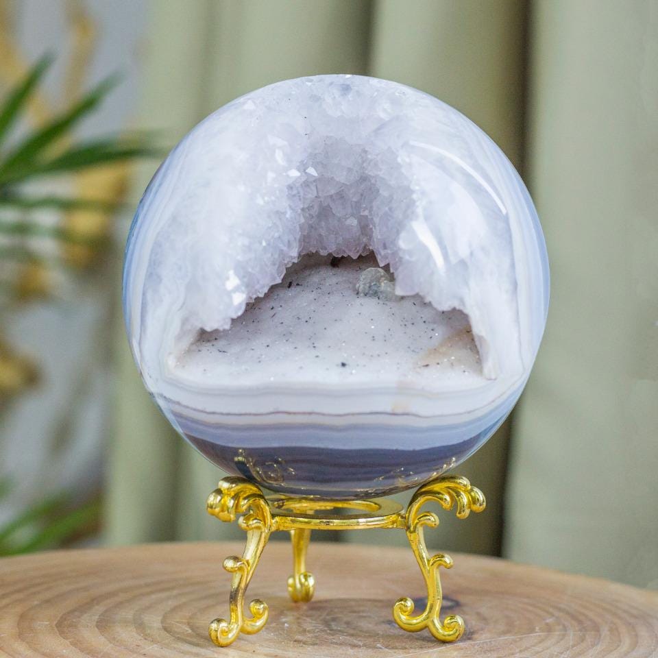 Natural Druzy Agate Sphere, Crystal Geode, Reiki Healing, 103.8mm,Gift for Mom