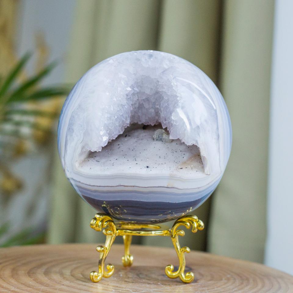 Natural Druzy Agate Sphere, Crystal Geode, Reiki Healing, 103.8mm,Gift for Mom