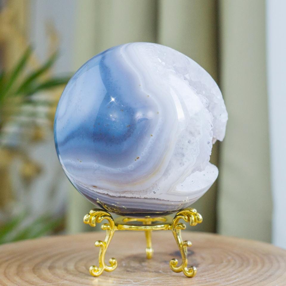 Natural Druzy Agate Sphere, Crystal Geode, Reiki Healing, 103.8mm,Gift for Mom