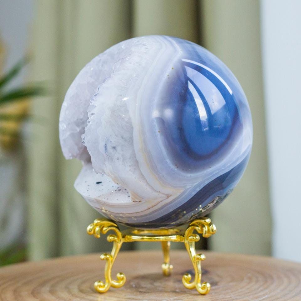 Natural Druzy Agate Sphere, Crystal Geode, Reiki Healing, 103.8mm,Gift for Mom