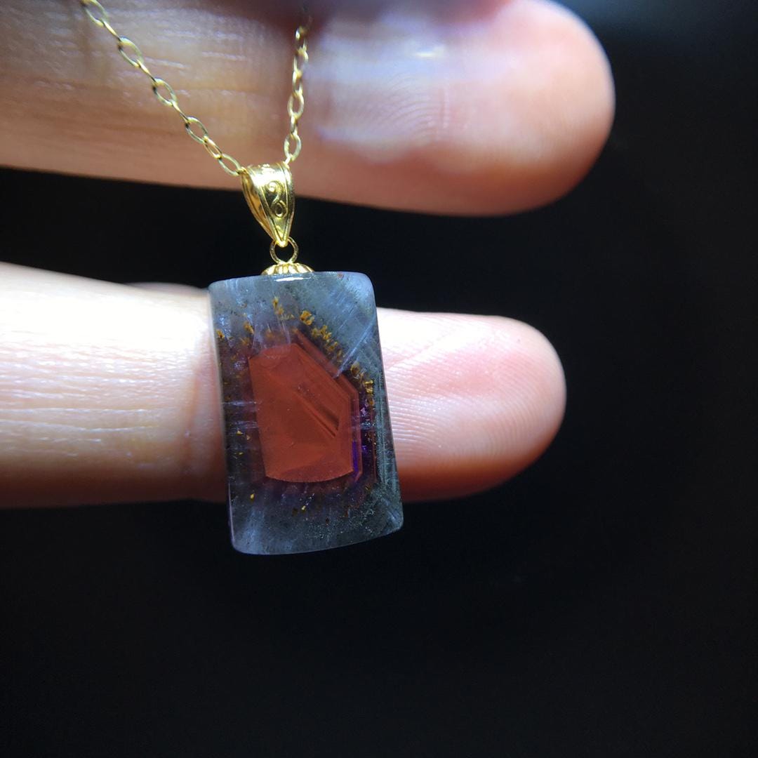 Natural Auralite 23 Pendant, Aurora Titanium Amethyst/Aurora 23 Aurora Titanium Raw Gemstone Pendant, Healing Gemstone, Crystal Pendant Gift