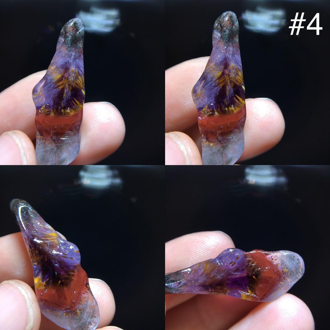 Auralite 23 Gemstone Pendant, Raw Polished Aurora Titanium Amethyst
