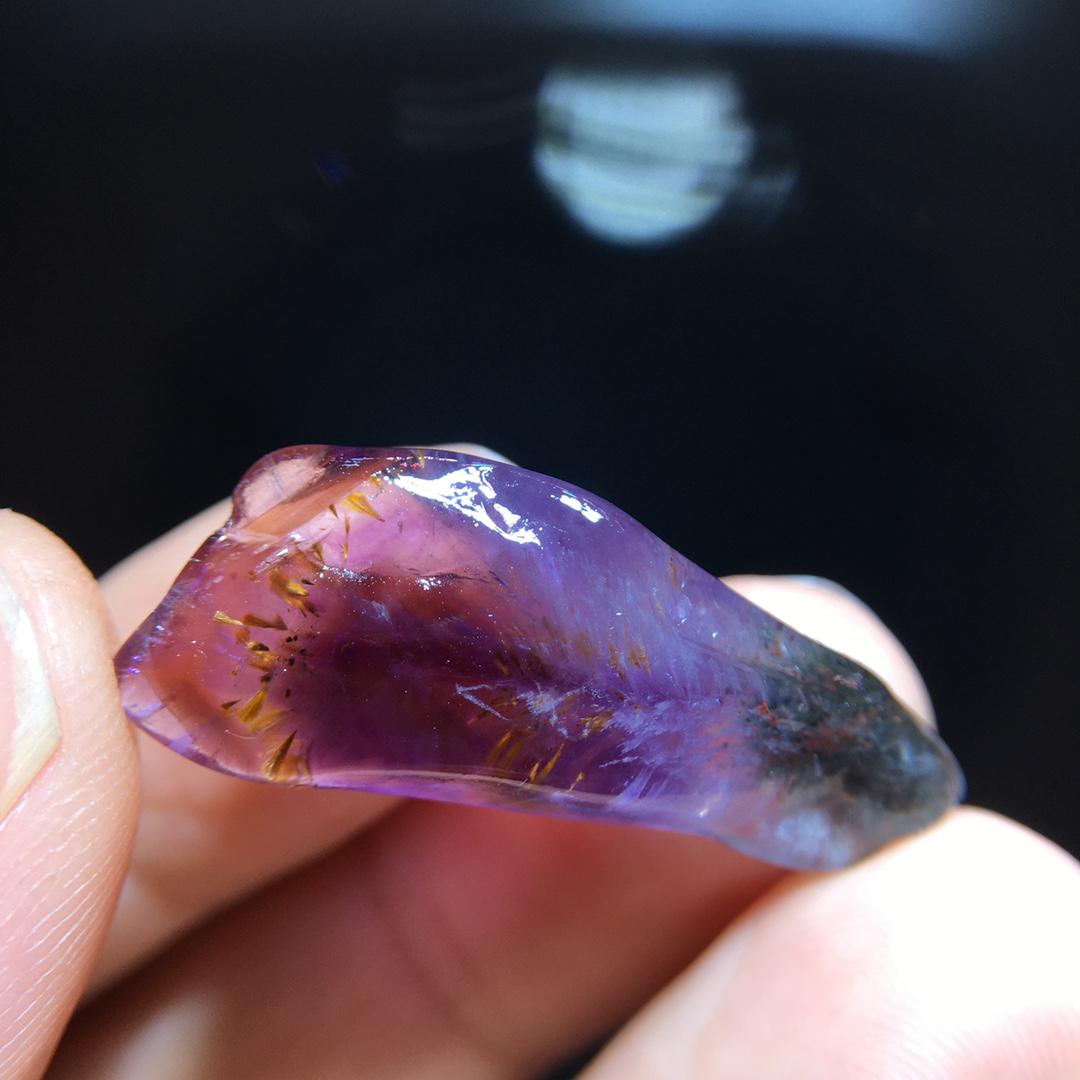 Auralite 23 Gemstone Pendant, Raw Polished Aurora Titanium Amethyst