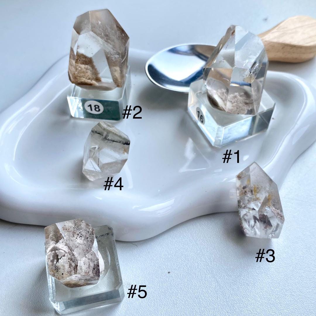 Natural Clear Garden Quartz Point,Lodolite Quartz,Garden Quartz Freeform,Healing Crystal Collection,Energy Crystal Gift,Polished Quartz