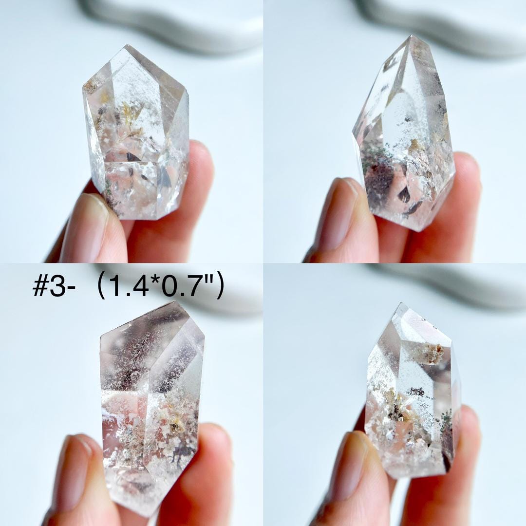 Natural Clear Garden Quartz Point,Lodolite Quartz,Garden Quartz Freeform,Healing Crystal Collection,Energy Crystal Gift,Polished Quartz