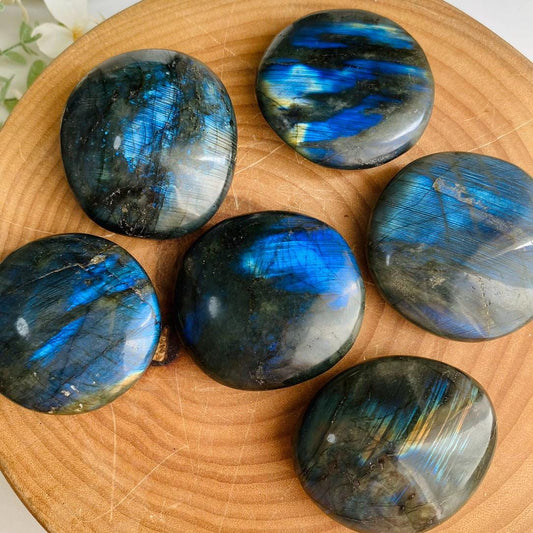 Flash Labradorite Palm Stone, Natural Crystal Worry Stone, Reiki Healing,Gift for Mom
