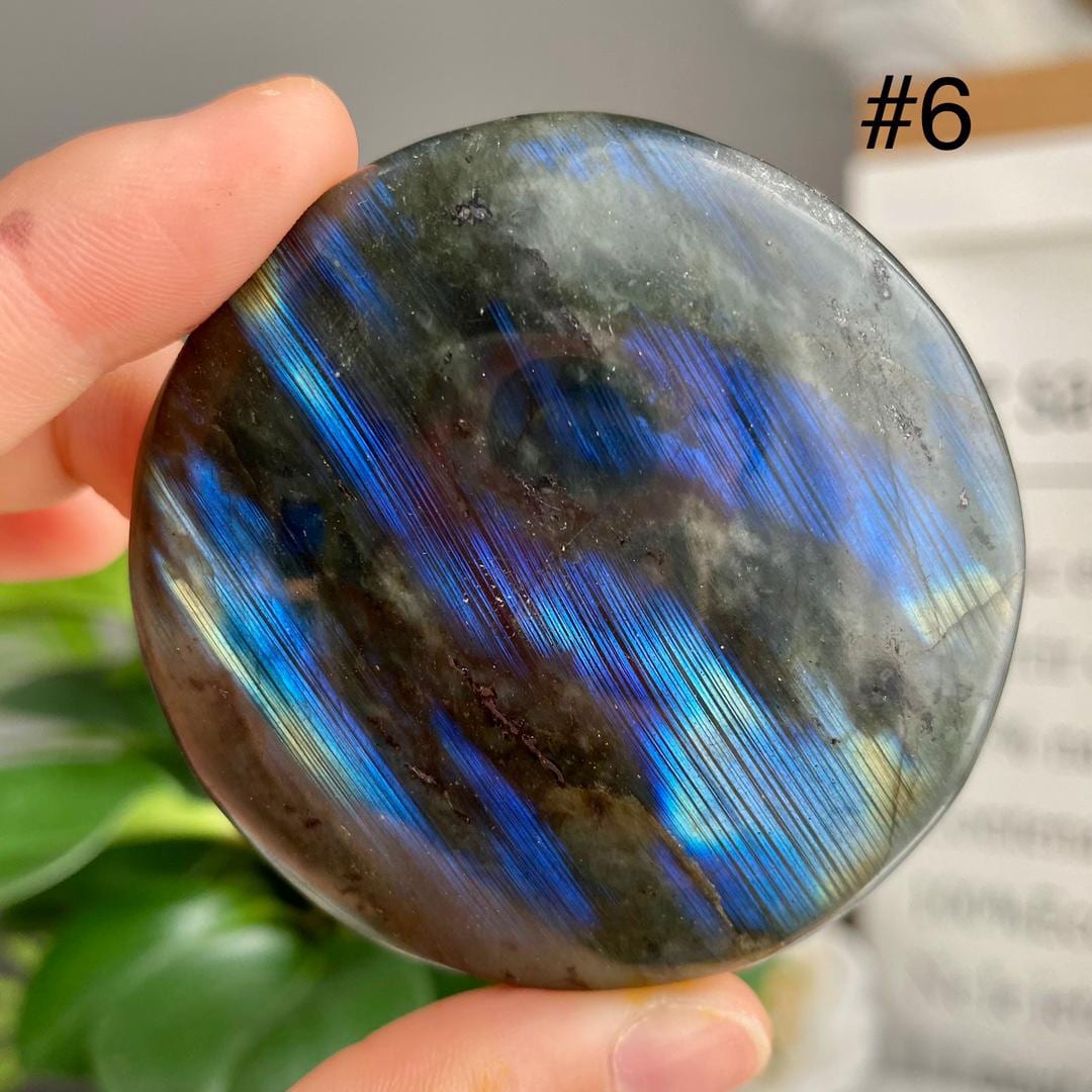 Flash Labradorite Palm Stone, Natural Crystal Worry Stone, Reiki Healing,Gift for Mom