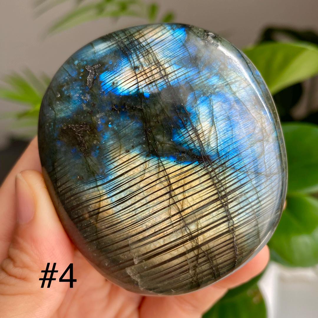 Flash Labradorite Palm Stone, Natural Crystal Worry Stone, Reiki Healing,Gift for Mom