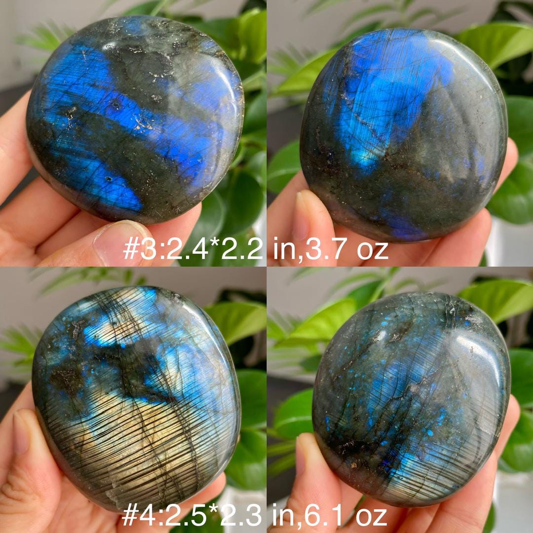 Flash Labradorite Palm Stone, Natural Crystal Worry Stone, Reiki Healing,Gift for Mom