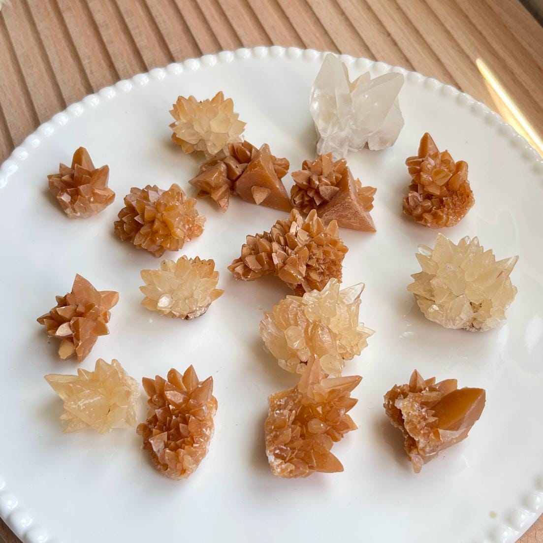 Natural Crystal Quartz Cluster,Orange Flower Calcite, Raw Crystal,Reiki Healing Spirituality Minerals Raw,Gift for Her