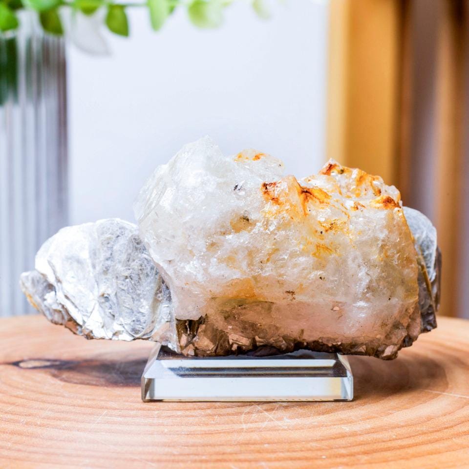 Aquamarine with Pink Apatite and Muscovite Mica Specimen, Mineral Specimens Collection, Mineral Specimen, Spirituality Mineral Collection
