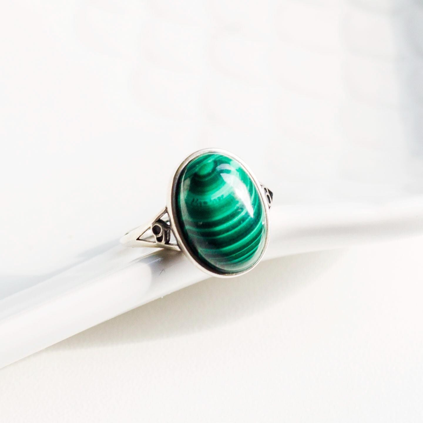 Natural Oval Malachite Ring,925 Sterling Silver,Adjustable Size Ring,Oval Gemstone Rings,Crystal Ring Gift,Anniversary Gift for Women