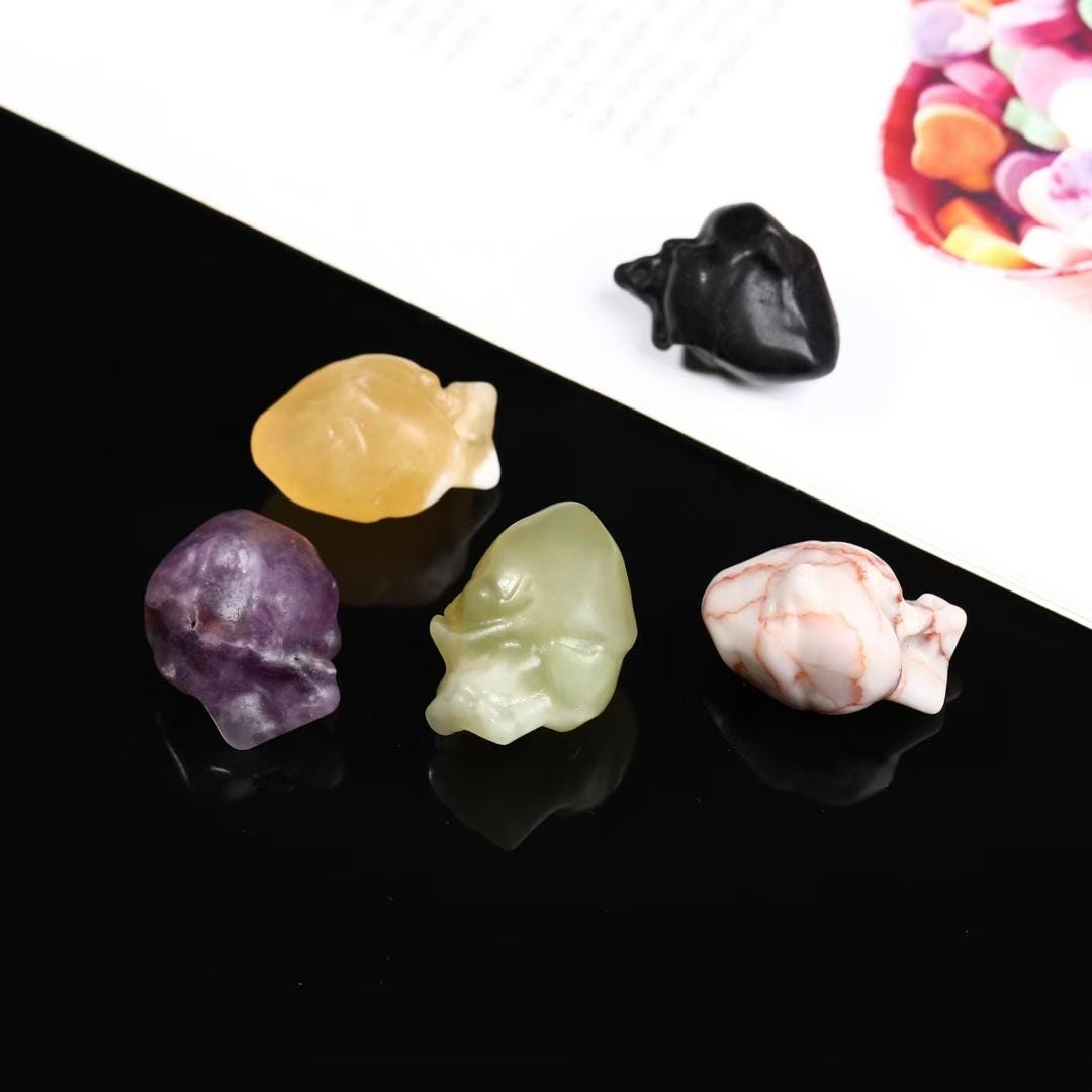 Mini Crystal Heart Carving, Obsidian, Honey Calcite, Fluorite, Jasper, Jade