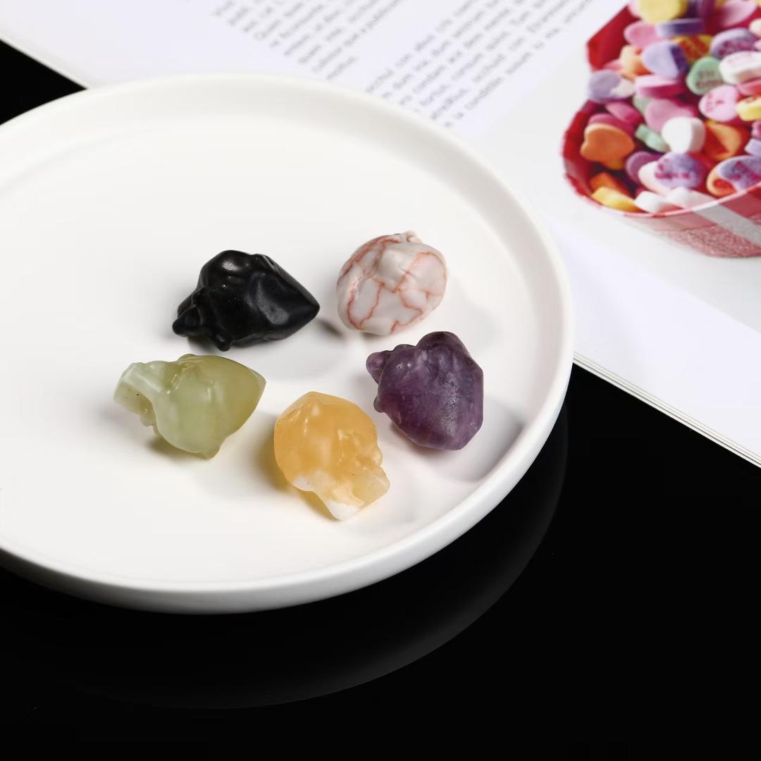 Mini Crystal Heart Carving, Obsidian, Honey Calcite, Fluorite, Jasper, Jade