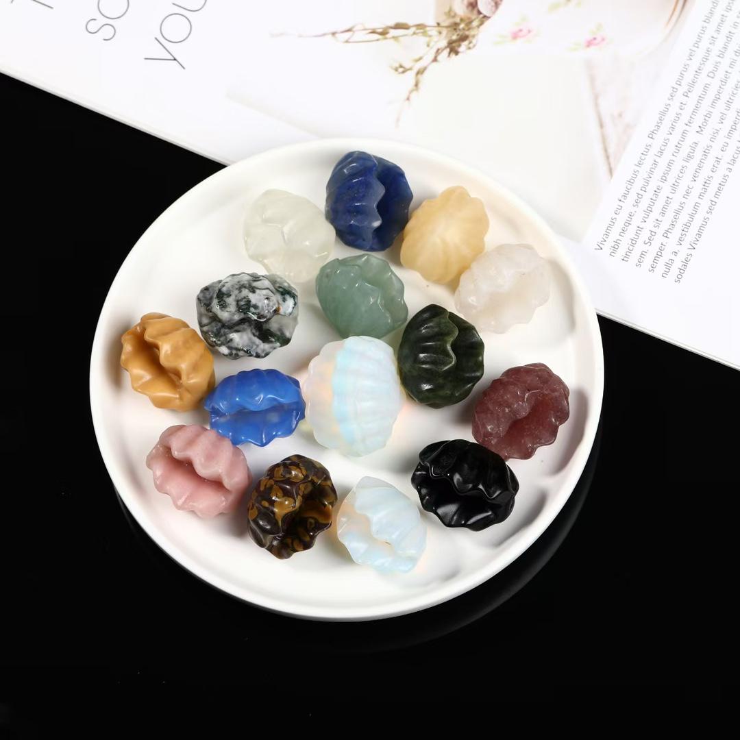 Crystal Shell Carving, Mixed Gemstone Figurine, Reiki Healing,Gift for Mom