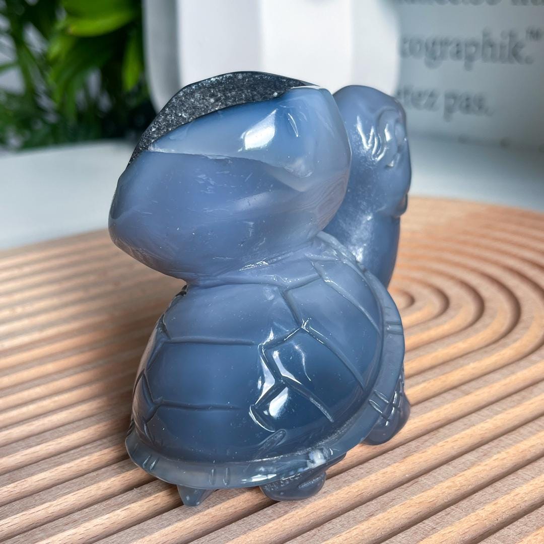Natural Druzy Agate Turtle Carving, Crystal Statue, Home Decoration,Gift for Mom