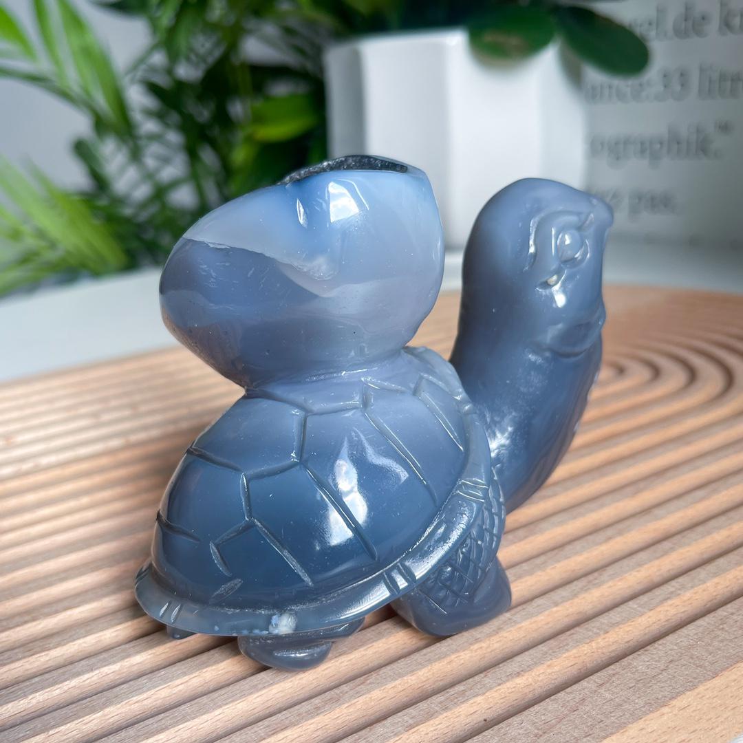 Natural Druzy Agate Turtle Carving, Crystal Statue, Home Decoration,Gift for Mom