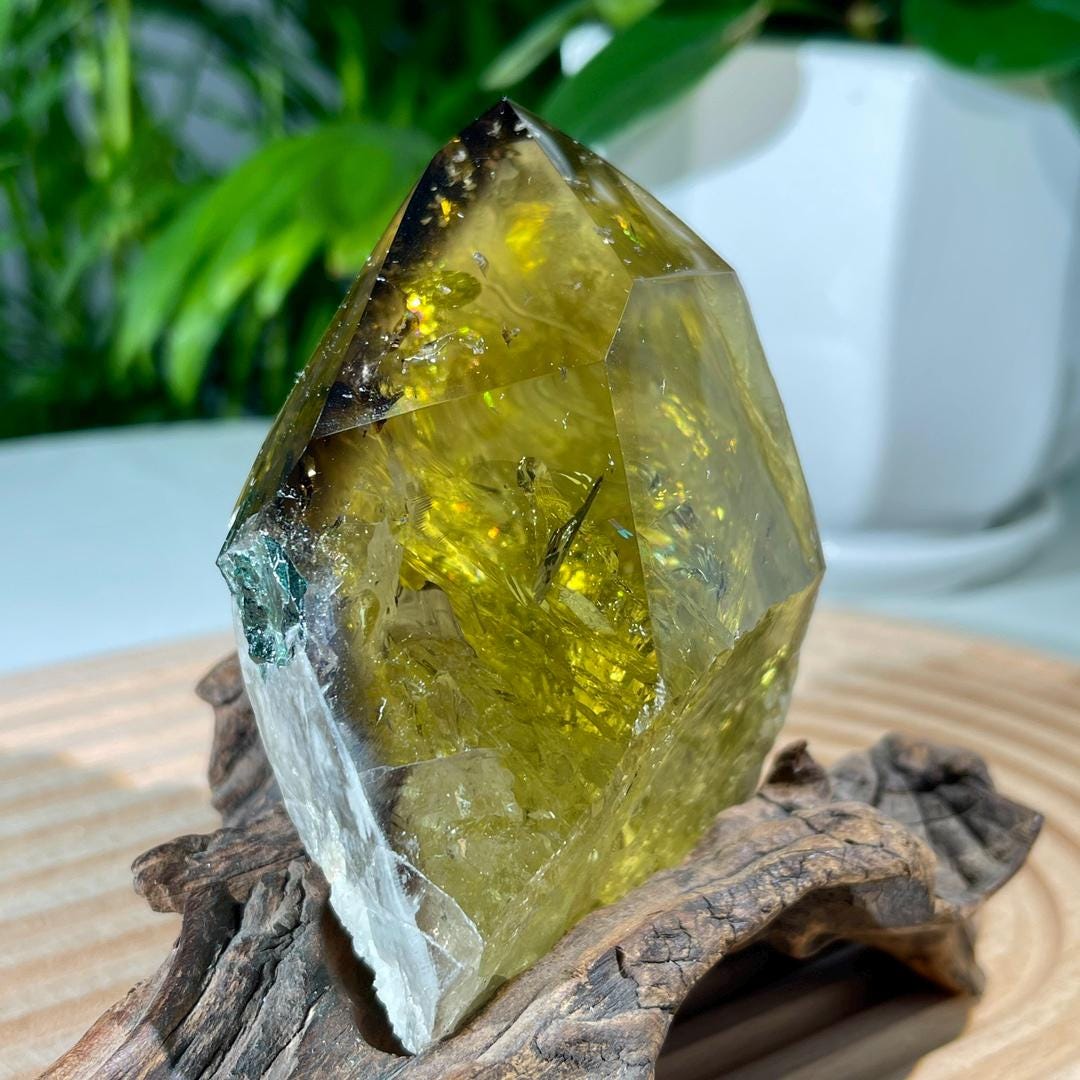 Natural Citrine Tower with Rainbow, Rainbow Citrine Freeform, High Quality Quartz with Rainbow, Citrine Point, Home Decor, Reiki Healing