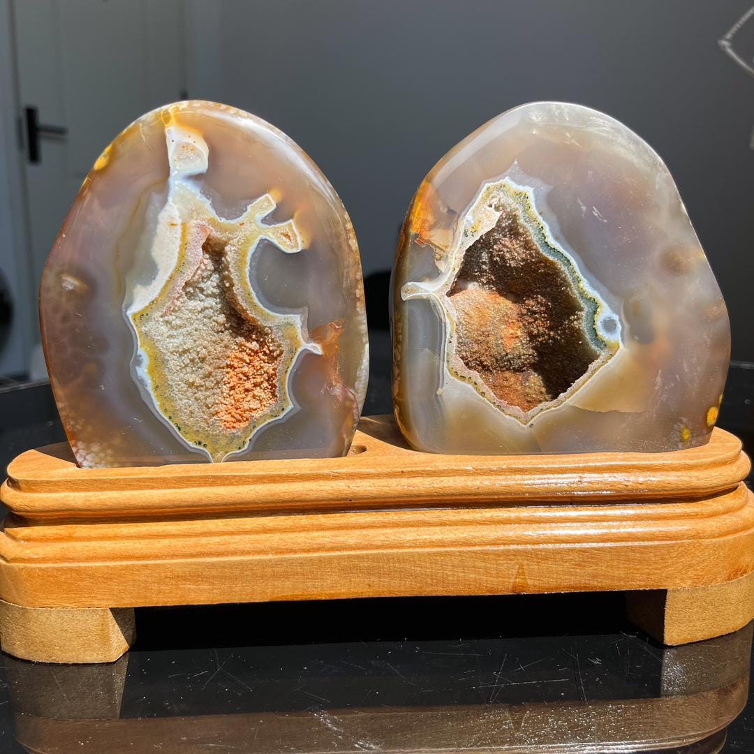 Natural Druzy Agate Freeform with Stand,Druzy Agate Slabs,Polished Agate Geode,Crystal Slabs,Crystal Agate Slice,Home Decor,Reiki Healing