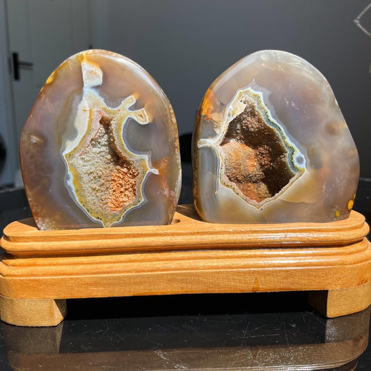 Natural Druzy Agate Freeform with Stand,Druzy Agate Slabs,Polished Agate Geode,Crystal Slabs,Crystal Agate Slice,Home Decor,Reiki Healing