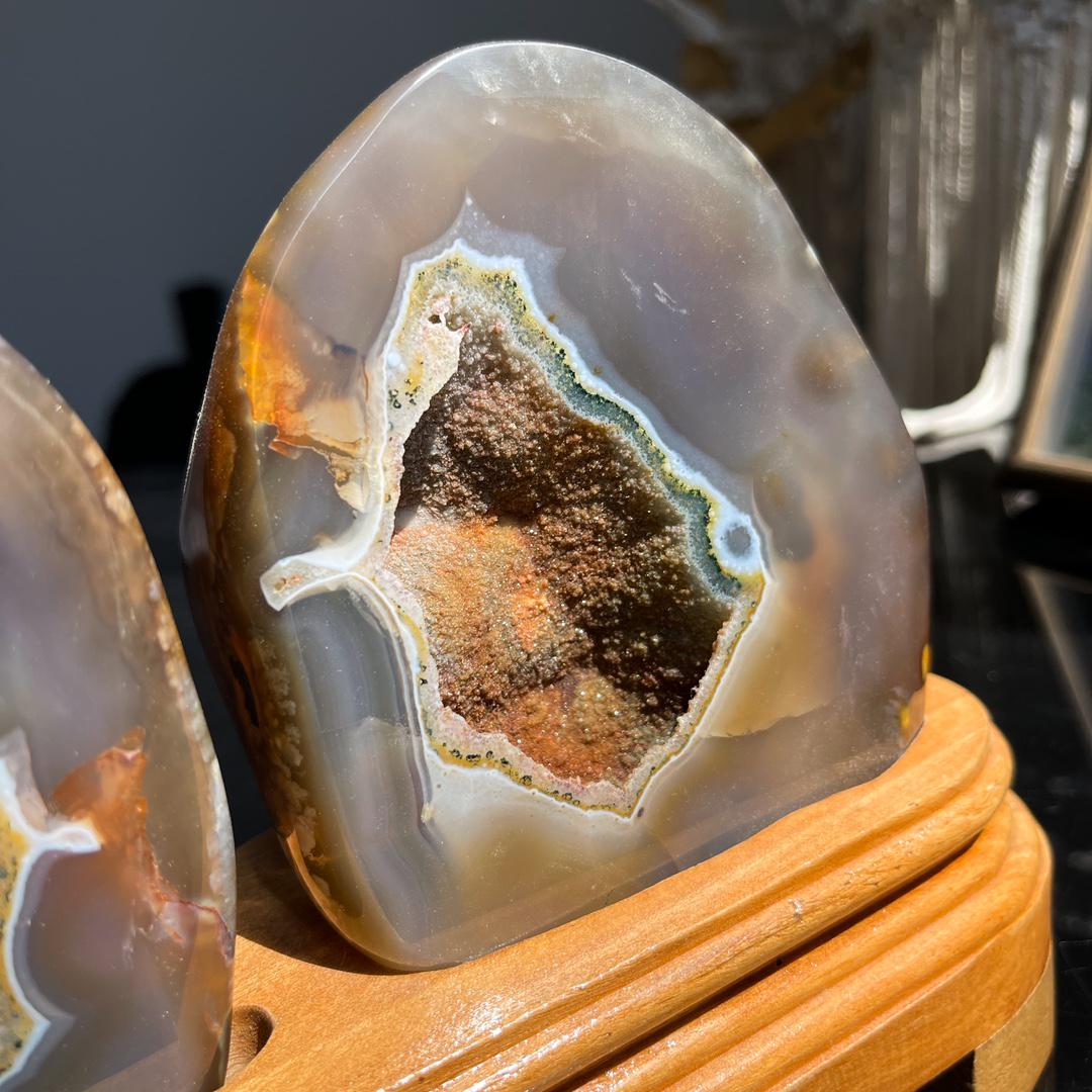 Natural Druzy Agate Freeform with Stand,Druzy Agate Slabs,Polished Agate Geode,Crystal Slabs,Crystal Agate Slice,Home Decor,Reiki Healing