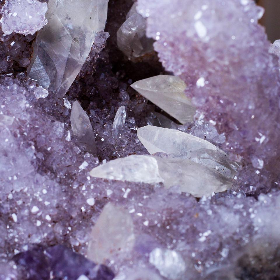 Natural Druzy Amethyst Cluster with Calcite Specimen, Mineral Collection,Gift for Mom