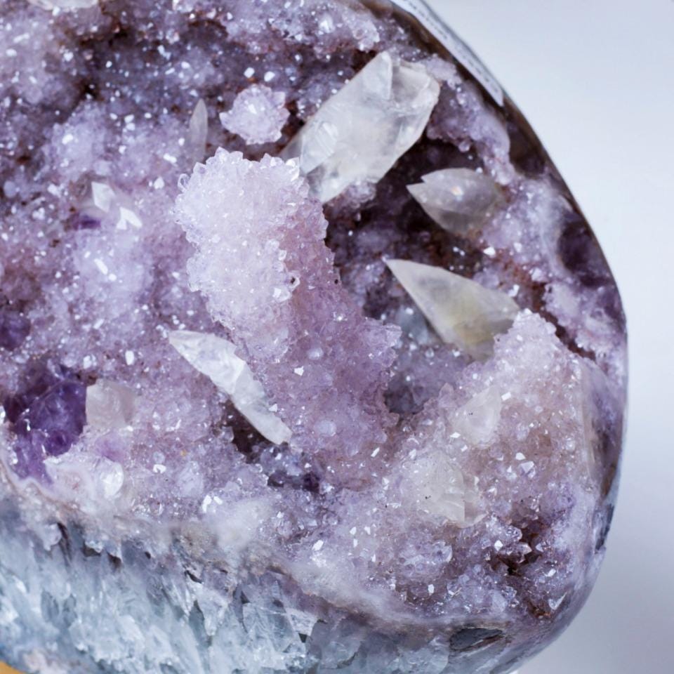 Natural Druzy Amethyst Cluster with Calcite Specimen, Mineral Collection,Gift for Mom