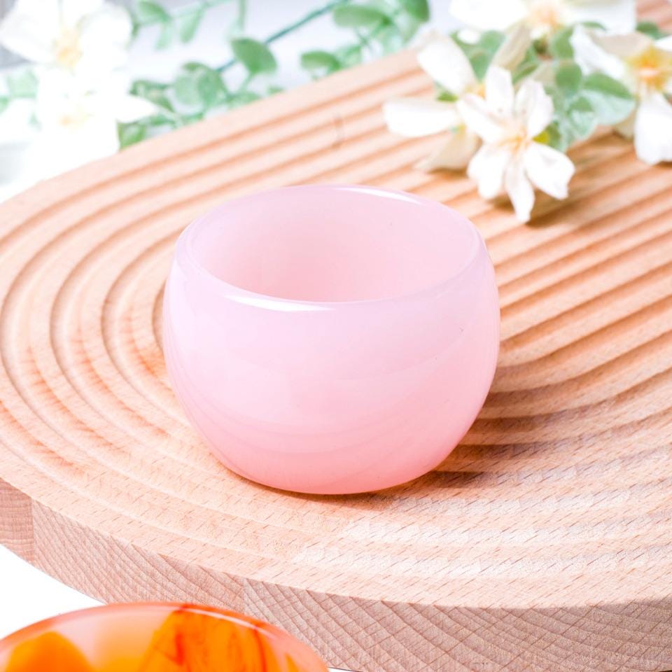 Natural Agate Cup Carvings, Pink Orange White Crystal Tea Cup, Jewelry Bowl Storage Luxury Table Entryway Decor Gift