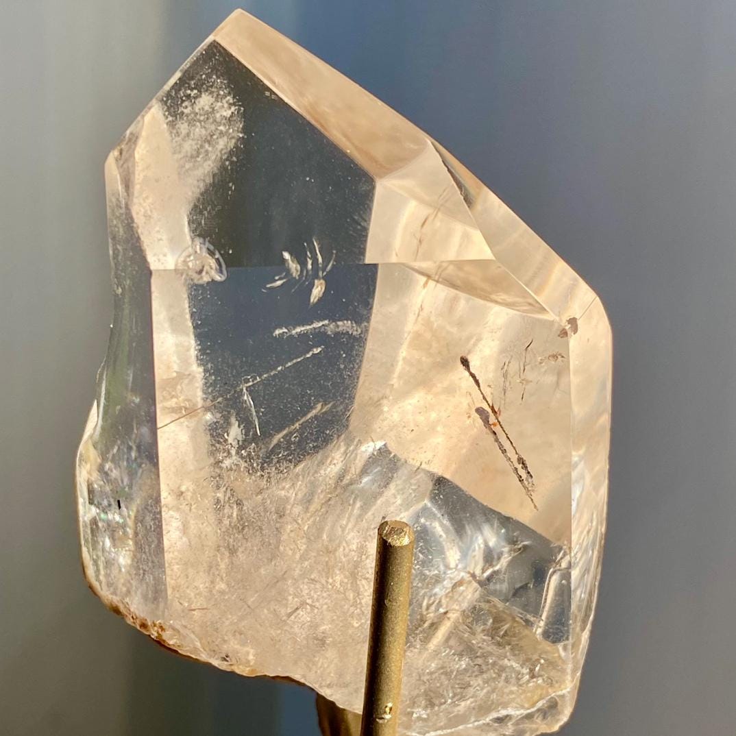 Natural Clear Quartz with Silver Rutilated Tower,Quartz Tower,Clear Quartz with Silver Rutilated Freeform,Pollished Crystal Tower Collection