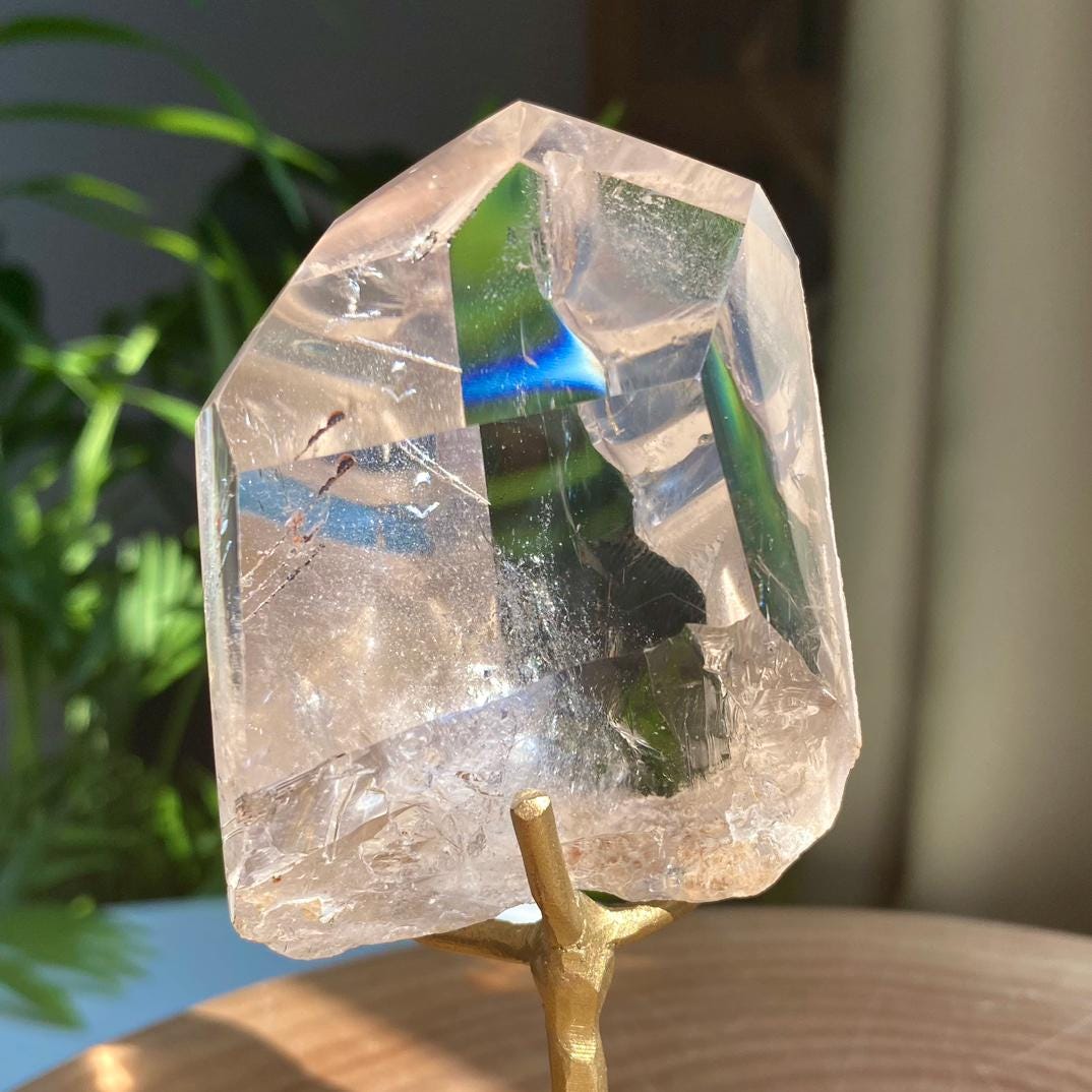 Natural Clear Quartz with Silver Rutilated Freeform,Clear Quartz,Silver Rutilated Quartz,Pollished Crystal Freeform Collection,Home Decor
