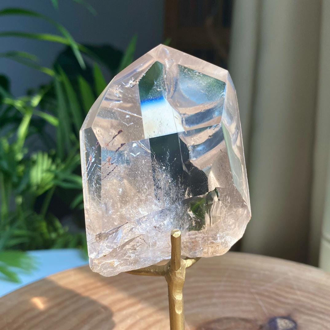 Natural Clear Quartz with Silver Rutilated Freeform,Clear Quartz,Silver Rutilated Quartz,Pollished Crystal Freeform Collection,Home Decor