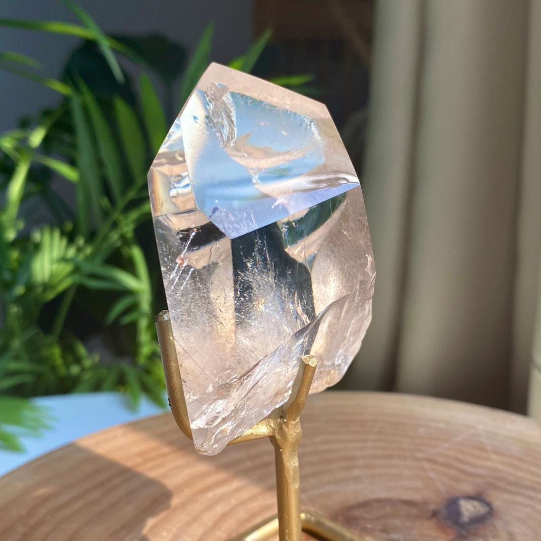 Natural Clear Quartz with Silver Rutilated Freeform,Clear Quartz,Silver Rutilated Quartz,Pollished Crystal Freeform Collection,Home Decor