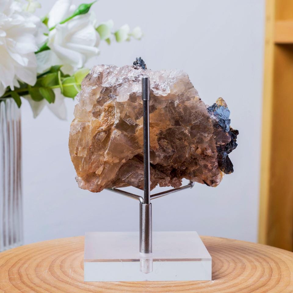 Brazilian Rutilated Quartz with Hematite Specimen, Titanium with Hematite, Mineral Specimens for Collection, Spirituality Mineral Collection